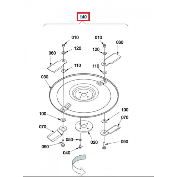 Ensemble disque lames Gauche RCR72C-FC4 W780003981 KUBOTA